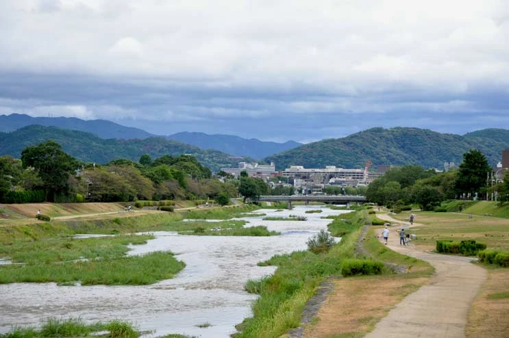 葵橋（台風の日の鴨川）